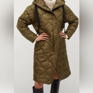 Mango Quilted Khaki Coat